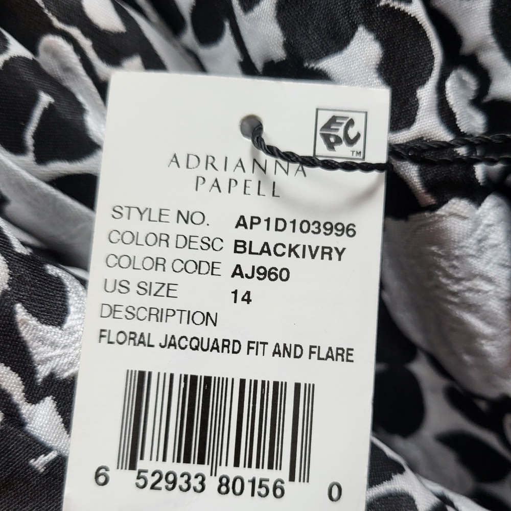 Adrianna Papell Floral Jacquard Fit and Flare Dress Size 14 New With Tags - Picture 8 of 11